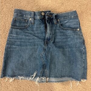 Madewell Frayed Hem Blue Mini Skirt